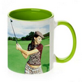 11 Oz. Full Color Two Tone Mug (Light Green Handle & Interior)